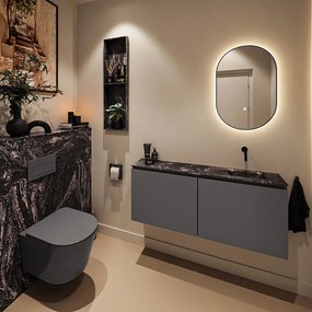 Mondiaz Ture DLux toiletmeubel 120cm dark grey met wastafel lava rechts zonder kraangat