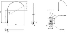 Sapho Fromt gebogen spiegellamp 47cm