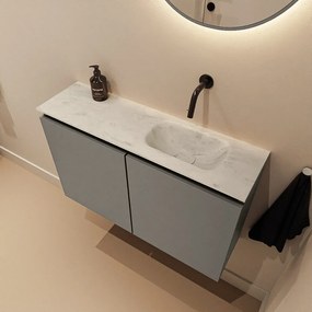 Mondiaz Ture DLux toiletmeubel 80cm smoke met wastafel opalo rechts zonder kraangat