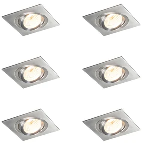 Set van 6 Inbouwspot staal kantelbaar - Lock 1 GU10 Binnenverlichting Lamp