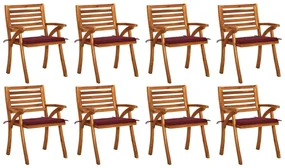vidaXL Tuinstoelen 8 st met kussens massief acaciahout