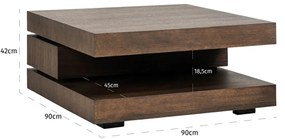 Richmond Interiors Oakura Brown Vierkante Salontafel Bruin Eiken - 90 X 90cm.