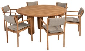Corsica Levi dining tuinset 7 delig 160 cm rond teak 4 Seasons Outdoor