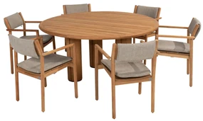 Corsica Levi dining tuinset 7 delig 160 cm rond teak 4 Seasons Outdoor