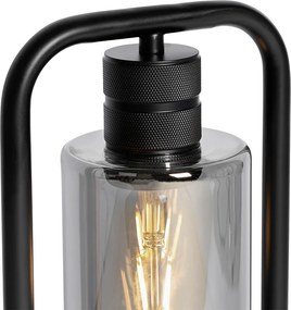 Moderne tafellamp zwart met smoke glas - Stavelot