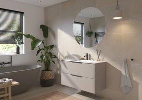 Saqu Lima badmeubel incl. glans witte keramische wastafel 100x46x61cm mat greige – mat zwarte greep