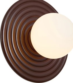 Retro wandlamp bruin met opaal rond 20cm IP44 - Lila