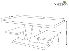 Mazzoni VIVA MAT Eik goud/Zwart - MODERNE KOFFIE TAFEL MET SCHAPPEN