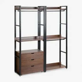 Open Modulaire Kast Van 2 Stukken Met Lades In Staal En Hout Ariaster Zwart - Sklum