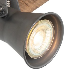 Landelijke spot zwart met hout verstelbaar - Jelle