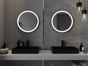 Mexen Esso verlichte, ronde badkamer spiegel 60 cm, LED 6000K, anti-condens, zwarte rand - 9825-060-060-611-70