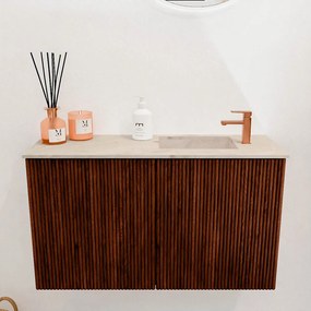 Mondiaz Joya DLux 70cm toiletmeubel ruby met wastafel faye rechts 1 kraangat frappe