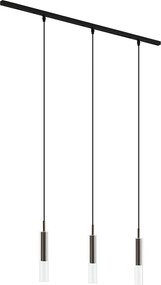 Modern railsysteem zwart met 3 hanglampen donker brons 1-fase - Slimline Loyce