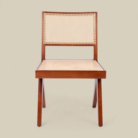 Walnoot Stoel Met Rotan Webbing
