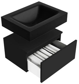Zaro Alan badmeubel 60cm urban 1 lade met vrijhangende wastafel cloud midden 1 kraangat urban