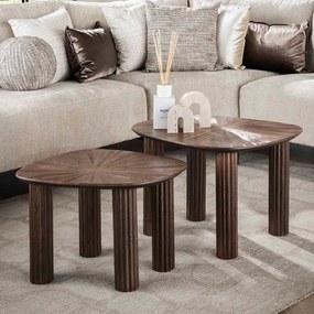 Salontafel Set Bruin Teakhout 2-delig - 62 X 51cm.