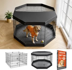 VEVOR Puppy Speelbox, 91 cm, 8-delige set met deksel en speelmat, speelruimte voor grote honden, katten en andere kleine huisdieren. Opvouwbaar en veelzijdig dankzij de verschillende vormen.