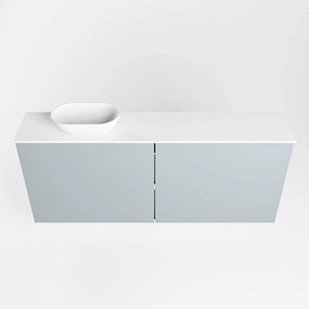 Mondiaz Fowy toiletmeubel 120cm clay met witte waskom links en kraangat