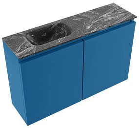 Mondiaz Ture DLux toiletmeubel 80cm jeans met wastafel lava links zonder kraangat