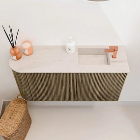 Mondiaz Joya DLux 80cm toiletmeubel ronding links dusk met wastafel faye rechts 1 kraangat meli