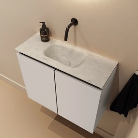 Mondiaz Ture DLux toiletmeubel 60cm linen met wastafel opalo midden zonder kraangat