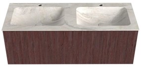 Mondiaz Kurve-dlux 120cm badmeubel ruby met 1 lade en wastafel leaf dubbel 2 kraangaten ostra