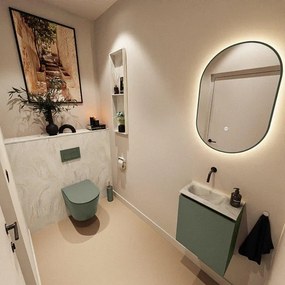 MONDIAZ TURE-DLUX 40cm toiletmeubel Army. EDEN wastafel Ostra positie links. Zonder kraangat. TUREDX40ARML0OST