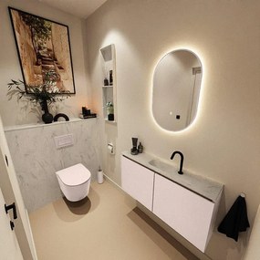 MONDIAZ TURE-DLUX 100cm toiletmeubel Rosee. EDEN wastafel Opalo positie midden. Met 1 kraangat. TUREDX100ROSM1OPA