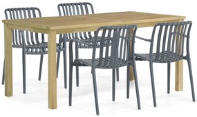 Tuinset 4 personen 160 cm Kunststof Grijs Domani Furniture Vento/Weston