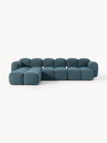 Modulaire bank Tayla (4-zits) van bouclé met poef (links/rechts)