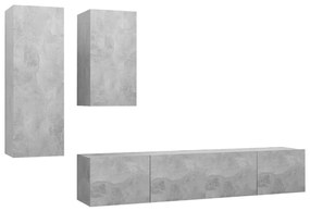 vidaXL 4-delige Tv-meubelset spaanplaat betongrijs