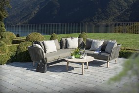 4 Seasons Outdoor Santander hoekbank met loungestoel en Gabor tafel Ø 90 cm SALE  Loungeset    zwart weerbestendig