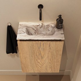 Mondiaz Ture DLux toiletmeubel 40cm washed oak met wastafel glace midden zonder kraangat