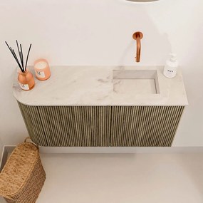 Mondiaz Joya DLux 80cm toiletmeubel ronding links dusk met wastafel faye rechts zonder kraangat frappe