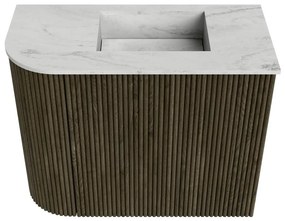 Mondiaz Joya DLux 50cm toiletmeubel ronding links shadow met wastafel faye rechts 1 kraangat opalo