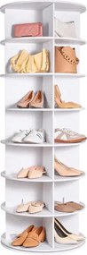 VEVOR Draaibaar schoenenrek, torenmodel, schoenenrek met 7 niveaus, 360° draaibare schoenendisplay, Lazy Susan schoenenrek-organizer, ideaal voor de hal, slaapkamer, woonkamer, wit