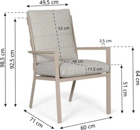 Tuinset 4 personen 125 cm Aluminium Zand/Beige Lifestyle Garden Furniture Lecce/Ancona