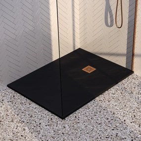 Brauer Asteroid douchevloer 100x120cm mineraalmarmer zwart mat