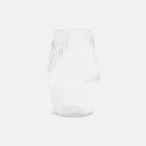 Vaas in glas met groeven, cilindervorm H25 cm, Afa