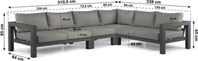 Hoek loungeset 6 personen Aluminium Grijs  Lifestyle Garden Furniture Luca