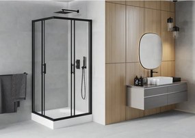 Mexen Rio vierkante douchecabine 90 x 90 cm, transparant, zwart + douchebak, wit - 860-090-090-70-00-4510