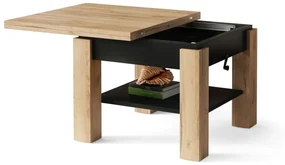 CLEO gouden eiken / zwart, uitschuifbare salontafel