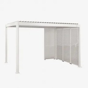 Bioclimatische Aluminiumpergola Met Lamellen En Druvia-panelen Gardenia Wit & Pergola Van 3x4 M Met 3 Panelen Van 90,5 Cm En 1 Paneel Van 92,5 Cm -
