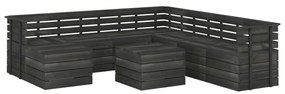 vidaXL 9-delige Loungeset pallet massief grenenhout donkergrijs