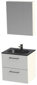 Tiger Studio badkamermeubel met spiegelkast en zwarte wastafel 60cm wit
