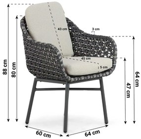 Tuinstoel Aluminium/wicker Grijs-antraciet Santika Yovan
