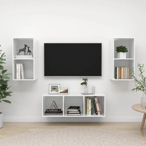 vidaXL 3-delige Tv-meubelset spaanplaat hoogglans wit