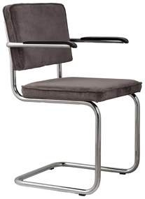 Zuiver Ridge Rib Eetkamerstoel Ribstof Grijs Met Arm