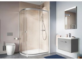 Crosswater Clear 6 kwartronde douchecabine met 1 schuifdeur 120x80x195cm 6mm helder veiligheidsglas zilver CAQSSC12X8