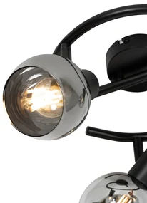Smart plafondSpot / Opbouwspot / Plafondspot zwart met smoke glas 3-lichts incl. Wifi P45 - Vidro Art Deco E14 rond Binnenverlichting Lamp
